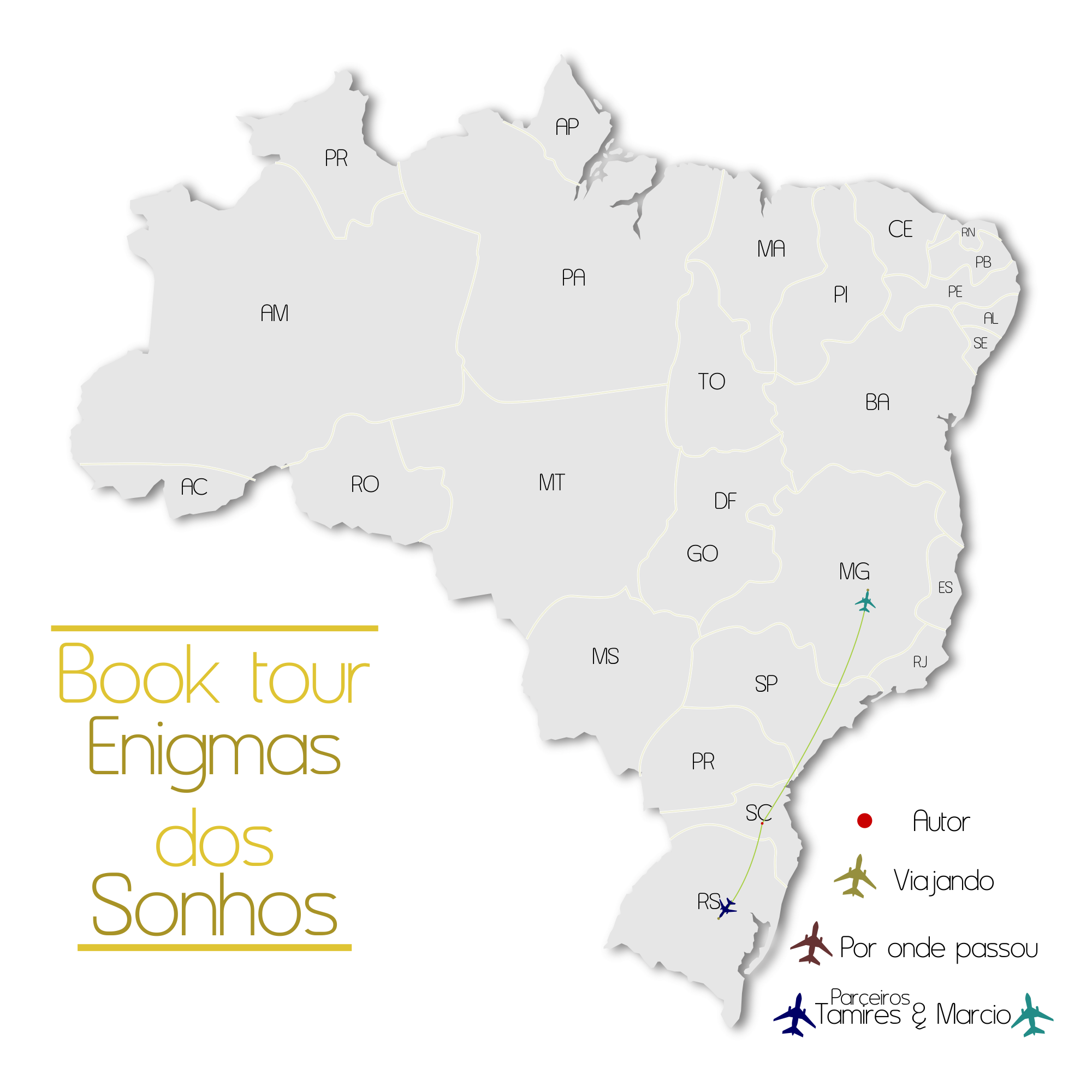 Mapa Book Tour Enigmas dos Sonhos